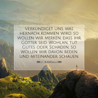 Picture 07 - Jesaja 41:23 LUTH1912 - Verkündiget uns, was hernach kommen wird, so - Bible Verse Picture