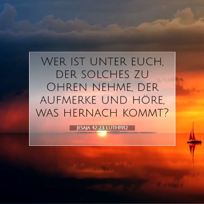 Picture 07 - Jesaja 42:23 LUTH1912 - Wer ist unter euch, der solches zu Ohren nehme, - Bible Verse Picture