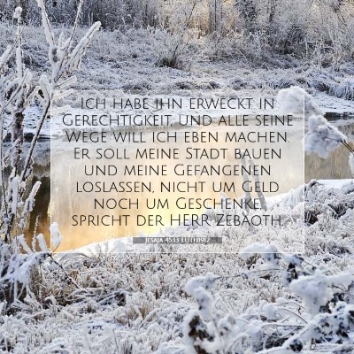 Picture 07 - Jesaja 45:13 LUTH1912 - Ich habe ihn erweckt in Gerechtigkeit, und alle - Bible Verse Picture