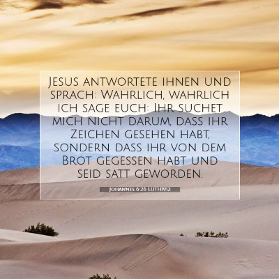 Picture 07 - Johannes 6:26 LUTH1912 - Jesus antwortete ihnen und sprach: Wahrlich, - Bible Verse Picture