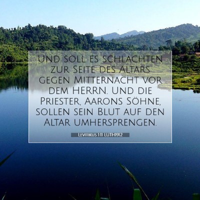 Picture 07 - Levitikus 1:11 LUTH1912 - Und soll es schlachten zur Seite des Altars gegen - Bible Verse Picture