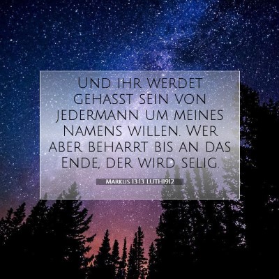 Picture 07 - Markus 13:13 LUTH1912 - Und ihr werdet gehaßt sein von jedermann um - Bible Verse Picture