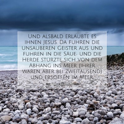 Picture 07 - Markus 5:13 LUTH1912 - Und alsbald erlaubte es ihnen Jesus. Da fuhren - Bible Verse Picture