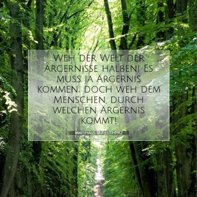 Picture 07 - Matthäus 18:7 LUTH1912 - Weh der Welt der Ärgernisse halben! Es muß ja - Bible Verse Picture