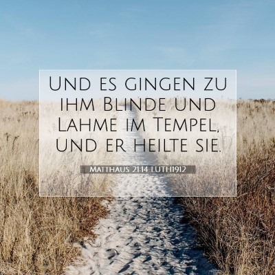 Picture 07 - Matthäus 21:14 LUTH1912 - Und es gingen zu ihm Blinde und Lahme im Tempel, - Bible Verse Picture