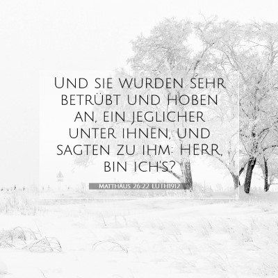 Picture 07 - Matthäus 26:22 LUTH1912 - Und sie wurden sehr betrübt und hoben an, ein - Bible Verse Picture