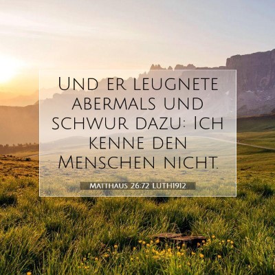 Picture 07 - Matthäus 26:72 LUTH1912 - Und er leugnete abermals und schwur dazu: Ich - Bible Verse Picture