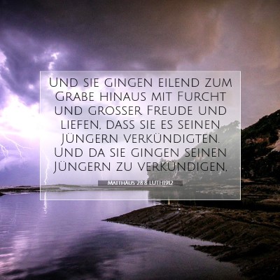 Picture 07 - Matthäus 28:8 LUTH1912 - Und sie gingen eilend zum Grabe hinaus mit Furcht - Bible Verse Picture