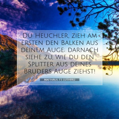 Picture 07 - Matthäus 7:5 LUTH1912 - Du Heuchler, zieh am ersten den Balken aus deinem - Bible Verse Picture