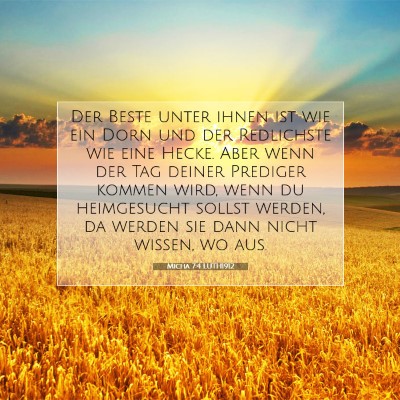 Picture 07 - Micha 7:4 LUTH1912 - Der Beste unter ihnen ist wie ein Dorn und der - Bible Verse Picture