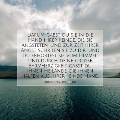 Picture 07 - Nehemia 9:27 LUTH1912 - Darum gabst du sie in die Hand ihrer Feinde, die - Bible Verse Picture