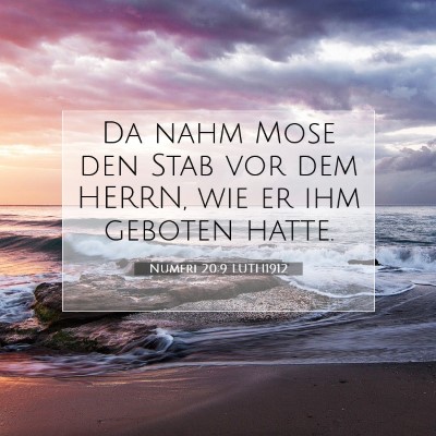 Picture 07 - Numeri 20:9 LUTH1912 - Da nahm Mose den Stab vor dem HERRN, wie er ihm - Bible Verse Picture