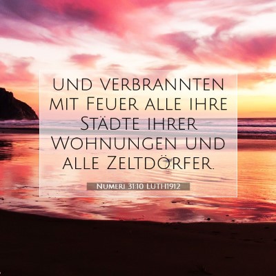 Picture 07 - Numeri 31:10 LUTH1912 - und verbrannten mit Feuer alle ihre Städte ihrer - Bible Verse Picture