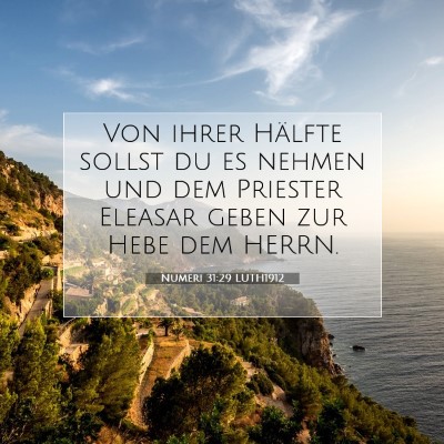 Picture 07 - Numeri 31:29 LUTH1912 - Von ihrer Hälfte sollst du es nehmen und dem - Bible Verse Picture