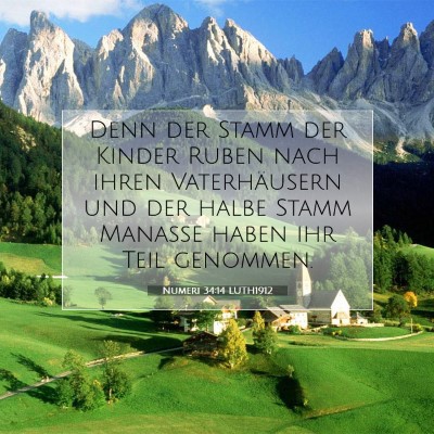 Picture 07 - Numeri 34:14 LUTH1912 - Denn der Stamm der Kinder Ruben nach ihren - Bible Verse Picture