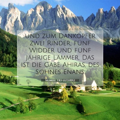 Picture 07 - Numeri 7:83 LUTH1912 - und zum Dankopfer zwei Rinder, fünf Widder und - Bible Verse Picture