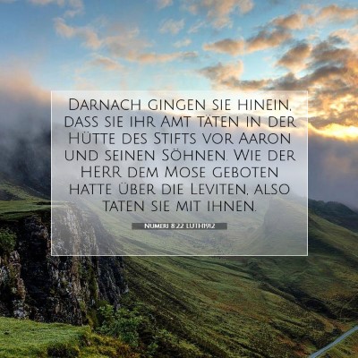 Picture 07 - Numeri 8:22 LUTH1912 - Darnach gingen sie hinein, daß sie ihr Amt - Bible Verse Picture