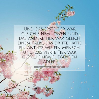 Picture 07 - Offenbarung 4:7 LUTH1912 - Und das erste Tier war gleich einem Löwen, und - Bible Verse Picture