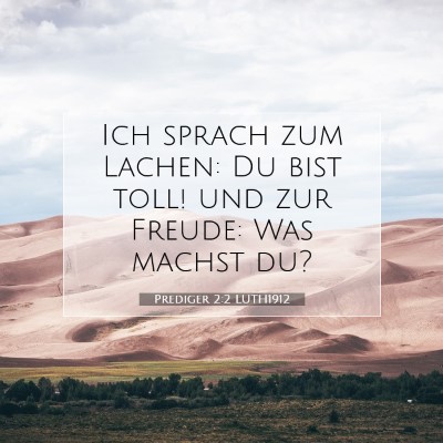 Picture 07 - Prediger 2:2 LUTH1912 - Ich sprach zum Lachen: Du bist toll! und zur - Bible Verse Picture