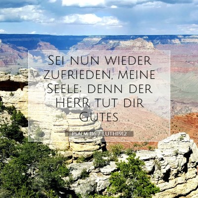 Picture 07 - Psalm 116:7 LUTH1912 - Sei nun wieder zufrieden, meine Seele; denn der - Bible Verse Picture
