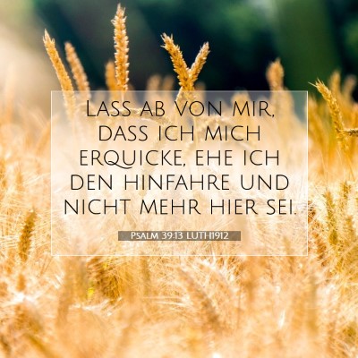 Picture 07 - Psalm 39:13 LUTH1912 - Laß ab von mir, daß ich mich erquicke, ehe ich - Bible Verse Picture