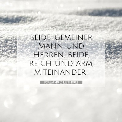 Picture 07 - Psalm 49:2 LUTH1912 - beide, gemeiner Mann und Herren, beide, reich und - Bible Verse Picture