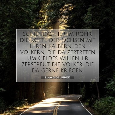 Picture 07 - Psalm 68:30 LUTH1912 - Schilt das Tier im Rohr, die Rotte der Ochsen mit - Bible Verse Picture
