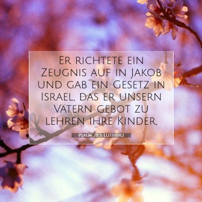 Picture 07 - Psalm 78:5 LUTH1912 - Er richtete ein Zeugnis auf in Jakob und gab ein - Bible Verse Picture