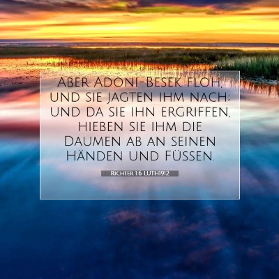 Picture 07 - Richter 1:6 LUTH1912 - Aber Adoni-Besek floh, und sie jagten ihm nach; - Bible Verse Picture