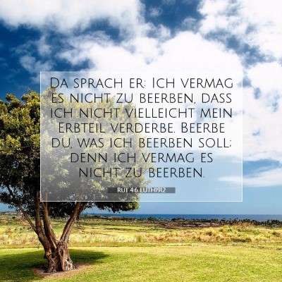 Picture 07 - Rut 4:6 LUTH1912 - Da sprach er: Ich vermag es nicht zu beerben, - Bible Verse Picture