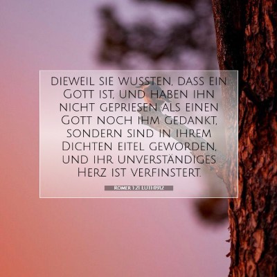 Picture 07 - Römer 1:21 LUTH1912 - dieweil sie wußten, daß ein Gott ist, und haben - Bible Verse Picture