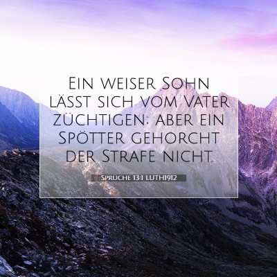 Picture 07 - Sprüche 13:1 LUTH1912 - Ein weiser Sohn läßt sich vom Vater züchtigen; - Bible Verse Picture