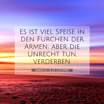Picture 07 - Sprüche 13:23 LUTH1912 - Es ist viel Speise in den Furchen der Armen; aber - Bible Verse Picture