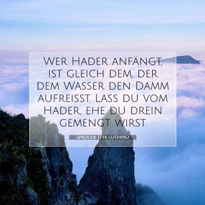 Picture 07 - Sprüche 17:14 LUTH1912 - Wer Hader anfängt, ist gleich dem, der dem - Bible Verse Picture