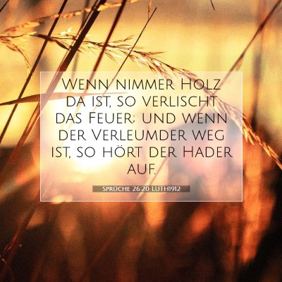 Picture 07 - Sprüche 26:20 LUTH1912 - Wenn nimmer Holz da ist, so verlischt das Feuer; - Bible Verse Picture