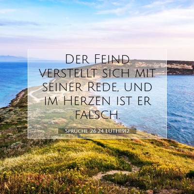 Picture 07 - Sprüche 26:24 LUTH1912 - Der Feind verstellt sich mit seiner Rede, und im - Bible Verse Picture
