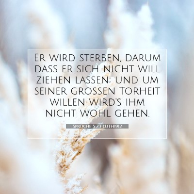 Picture 07 - Sprüche 5:23 LUTH1912 - Er wird sterben, darum daß er sich nicht will - Bible Verse Picture