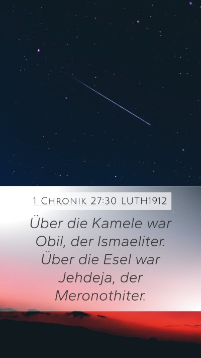 1 Chronik 27:30 LUTH1912 Mobile Phone Wallpaper - Über die Kamele war Obil, der Ismaeliter. Über - Mobile Bible Verse Wallpaper