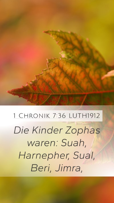 1 Chronik 7:36 LUTH1912 Mobile Phone Wallpaper - Die Kinder Zophas waren: Suah, Harnepher, Sual, - Mobile Bible Verse Wallpaper
