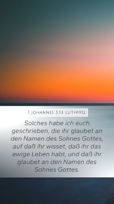 1 Johannes 5:13 LUTH1912 Bible Verse Image