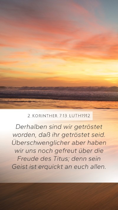 2 Korinther 7:13 LUTH1912 Bible Verse Image