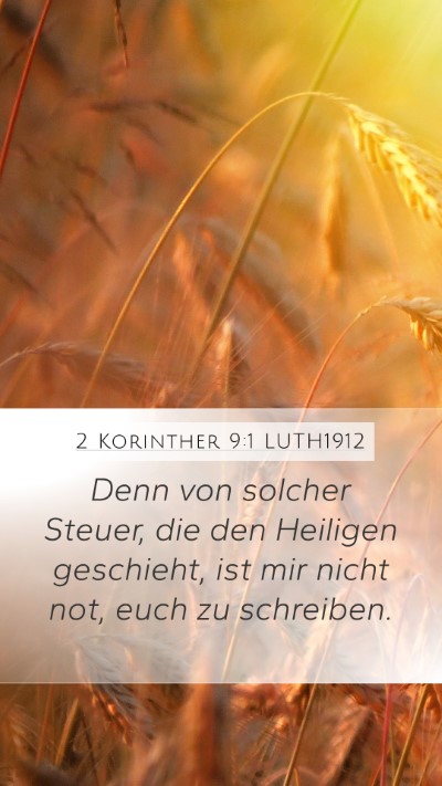 2 Korinther 9:1 LUTH1912 Bible Verse Image