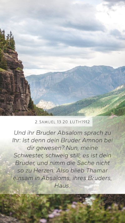 2 Samuel 13:20 LUTH1912 Bible Verse Image
