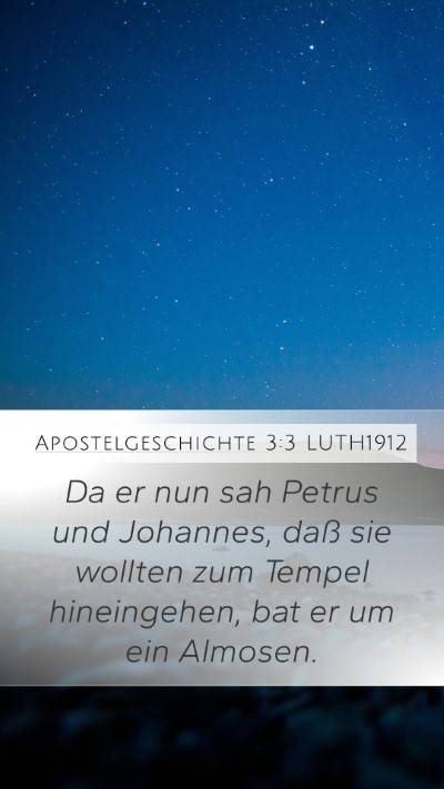 Apostelgeschichte 3:3 LUTH1912 Mobile Phone Wallpaper - Da er nun sah Petrus und Johannes, daß sie - Mobile Bible Verse Wallpaper