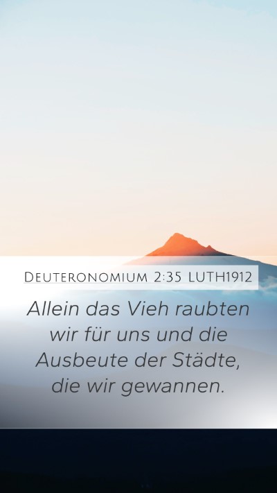 Deuteronomium 2:35 LUTH1912 Mobile Phone Wallpaper - Allein das Vieh raubten wir für uns und die - Mobile Bible Verse Wallpaper