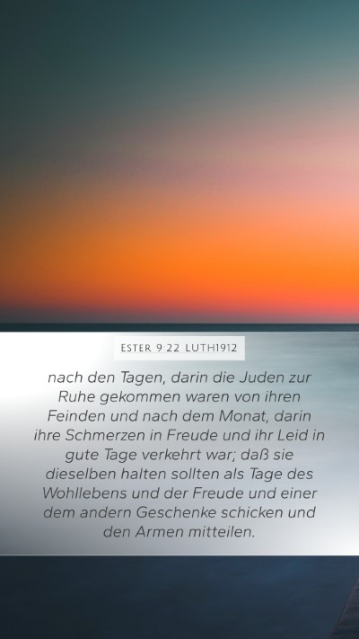 Ester 9:22 LUTH1912 Mobile Phone Wallpaper - nach den Tagen, darin die Juden zur Ruhe gekommen - Mobile Bible Verse Wallpaper