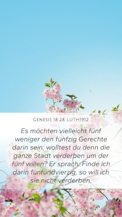 Genesis 18:28 LUTH1912 Mobile Phone Wallpaper - Es möchten vielleicht fünf weniger den fünfzig - Mobile Bible Verse Wallpaper