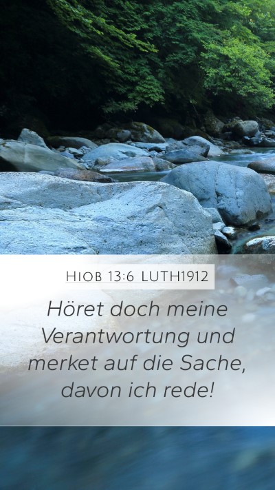 Hiob 13:6 LUTH1912 Bible Verse Image