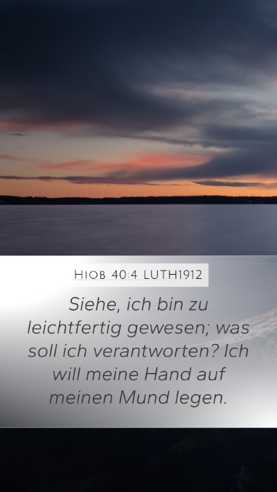 Hiob 40:4 LUTH1912 Bible Verse Image