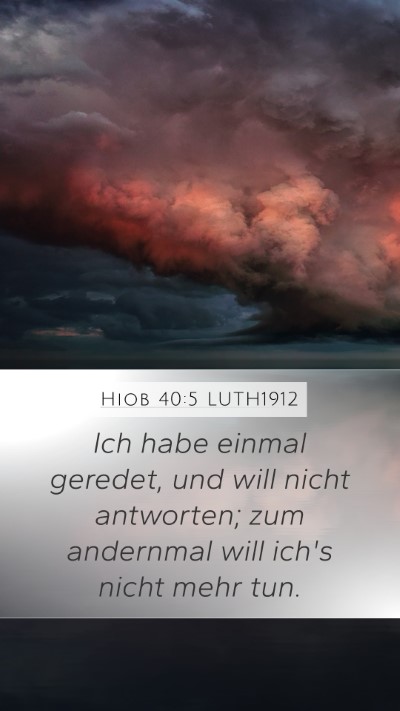 Hiob 40:5 LUTH1912 Bible Verse Image